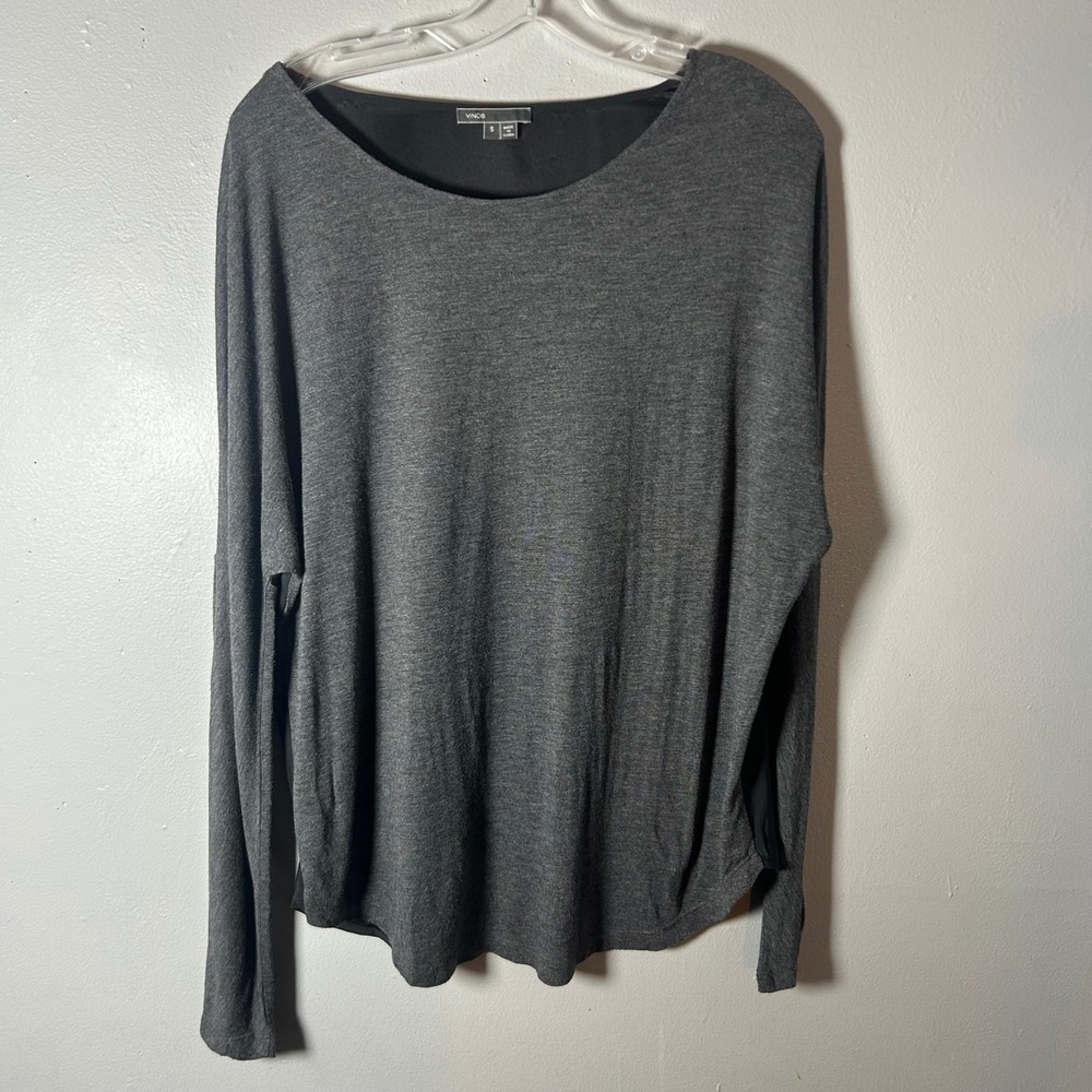 Vince Long Sleeve Oversized Top Charcoal Gray Women's Size S‎